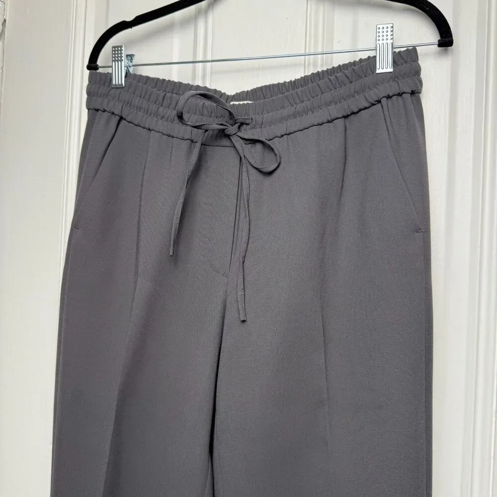 J Crew Pants Womens 8 Gray Pleated Tapered Leg Drawstring Elastic Waist Preppy